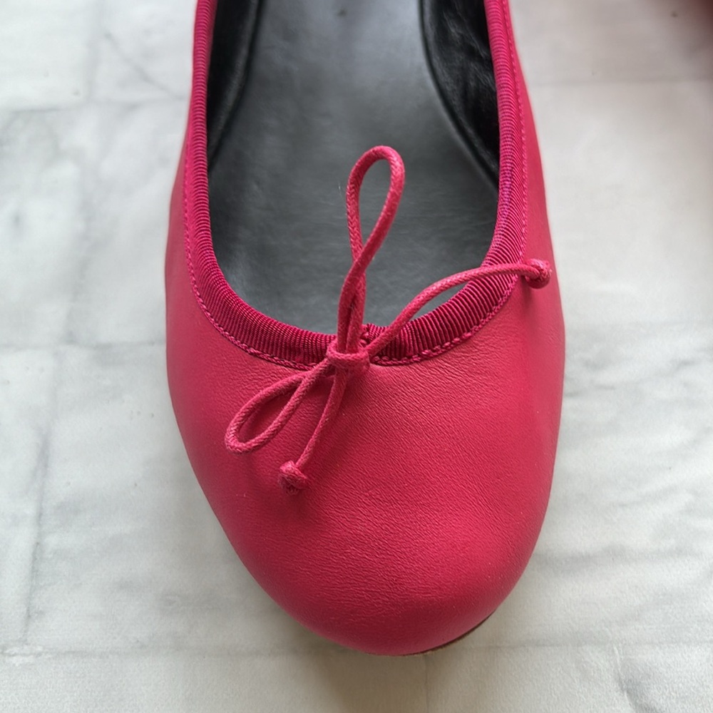 Saint Laurent Raspberry Dance Leather Ballet Flats - Picture 4 of 16